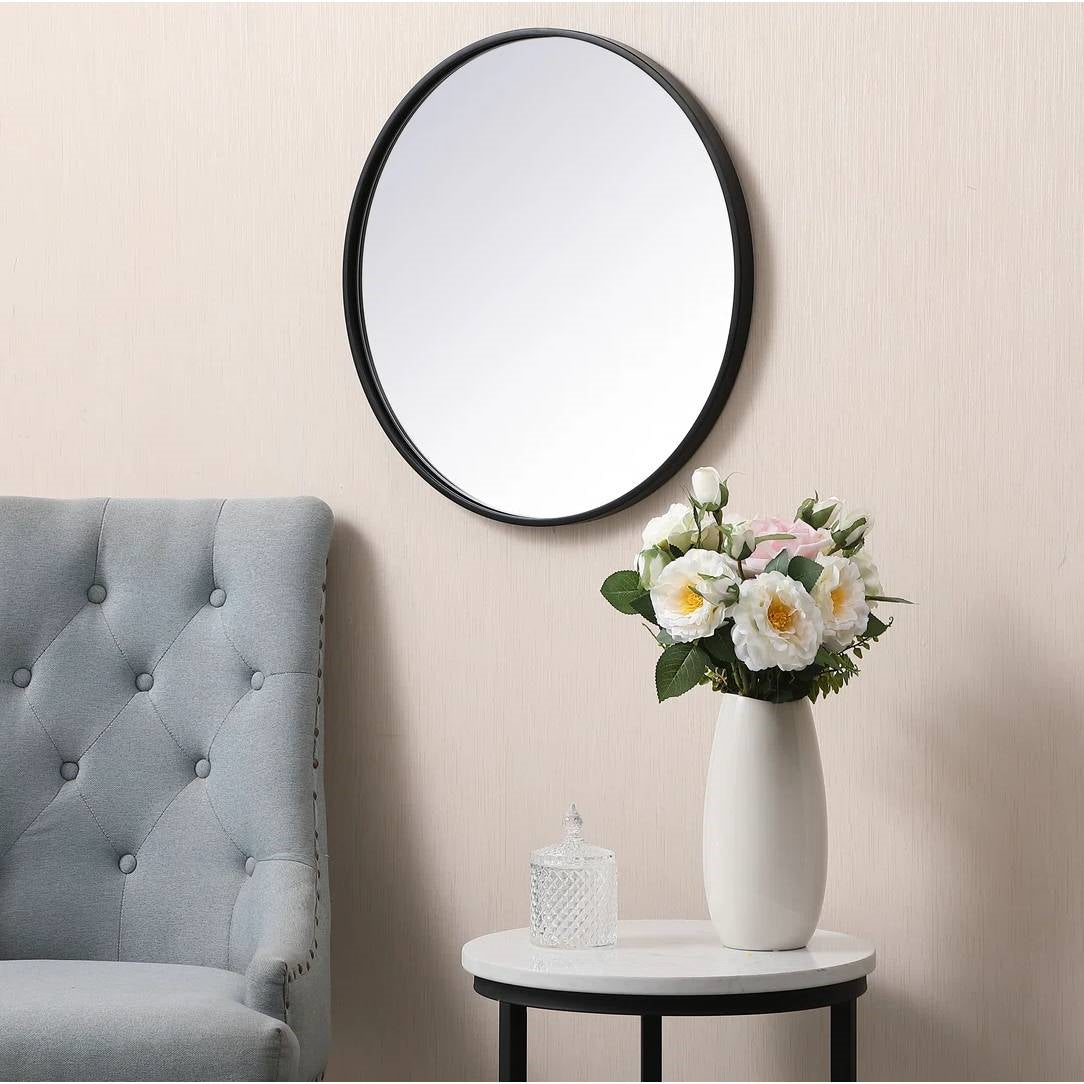 Round 32-inch Wall Mirror in Black - Bedroom Living Room Accent Bathroom Mirror