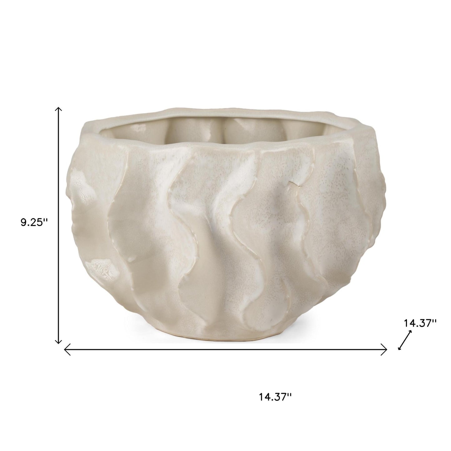 9" Cream Sculptural Ceramic Table Vase
