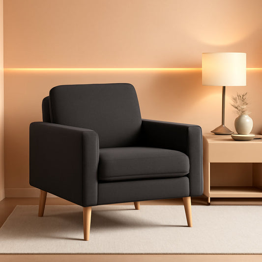 Comfy Modern Black Accent Armchair for Living Room
