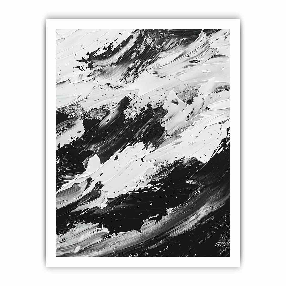 Black White Abstract Art Canvas Art Print