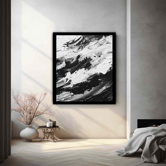 Black White Abstract Art Canvas Art Print
