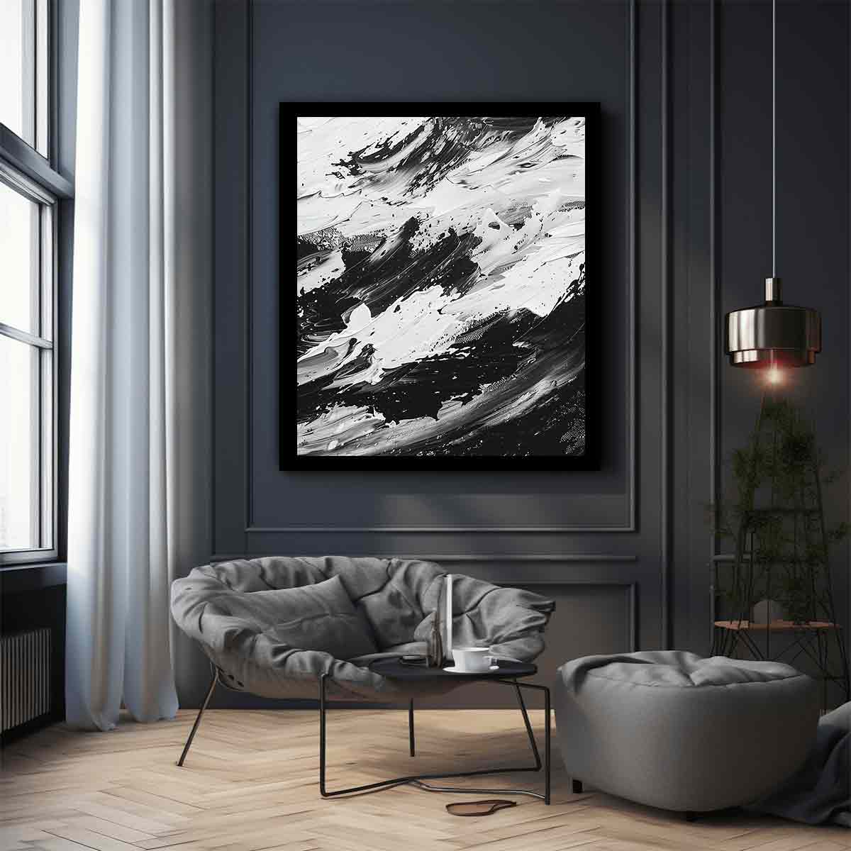 Black White Abstract Art Canvas Art Print